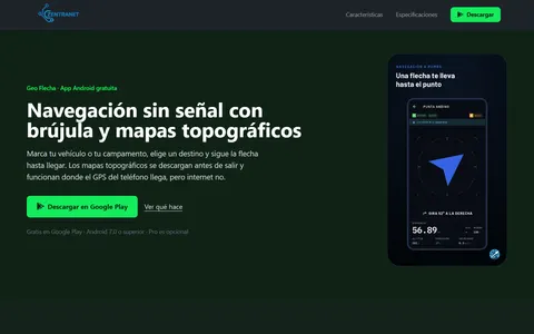 Página de Geo Flecha hecha por Zentranet, vista en computador